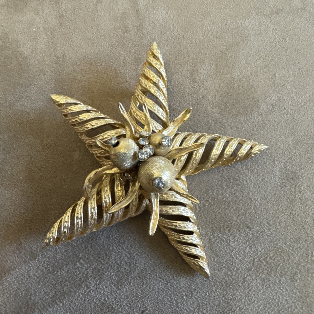 Coro‎ Craft Vintage Gold Tone Large Starfish Star Brooch EUC Large